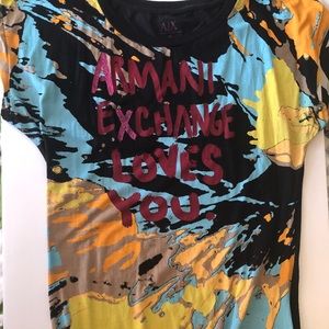 Armani Exchange Loves You Paint Splatter Shirt